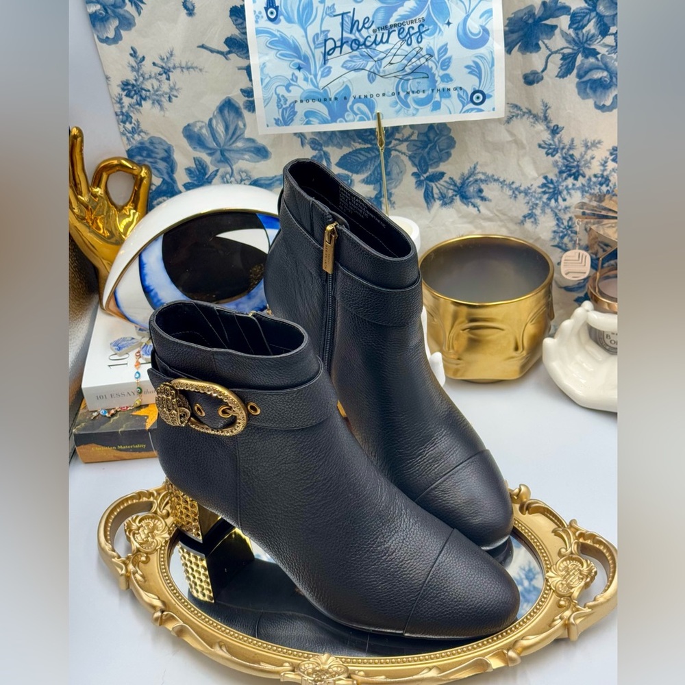 🆕 KURT GEIGER LONDON 🧿 NWOT Mayfair 55 Ankle Boot Boot, Black Gold, Sz 41 US10 - Picture 11 of 16
